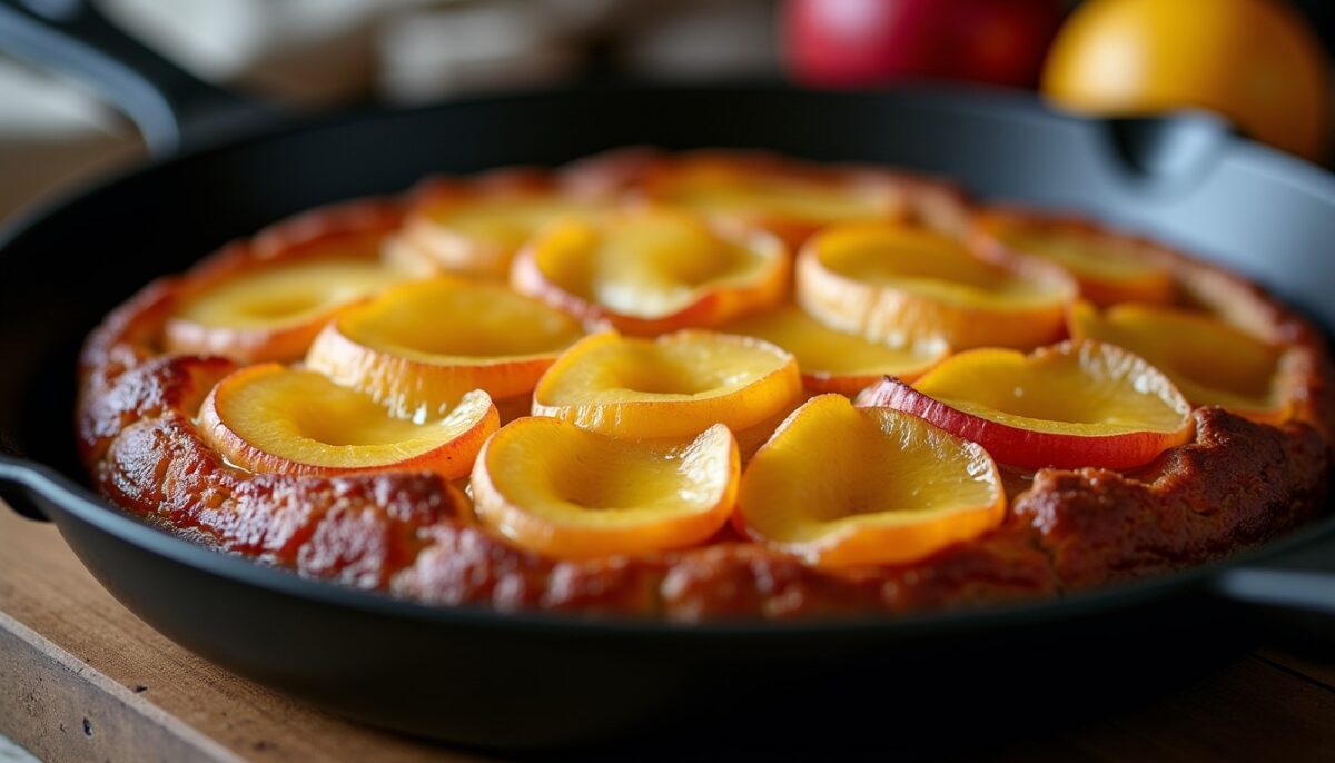 Gâteau aux pommes express à la poêle : une douceur fondante prête en 10 minutes, sans four !